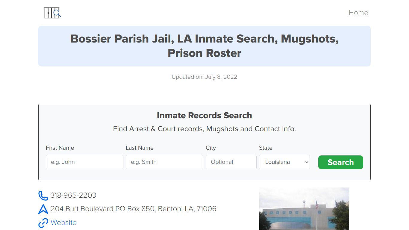 Bossier Parish Jail, LA Inmate Search, Mugshots, Prison ...